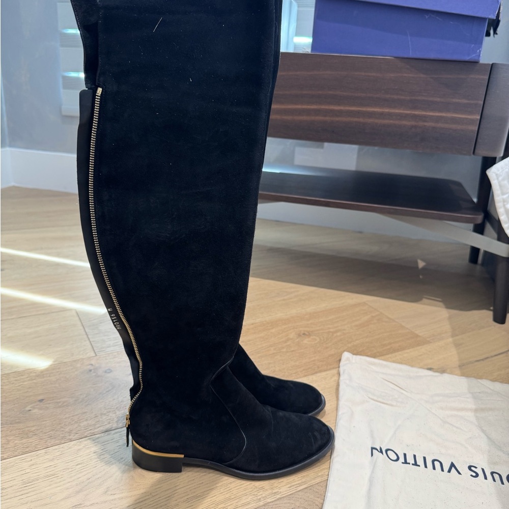 Louis Vuitton Knee High Black Boots